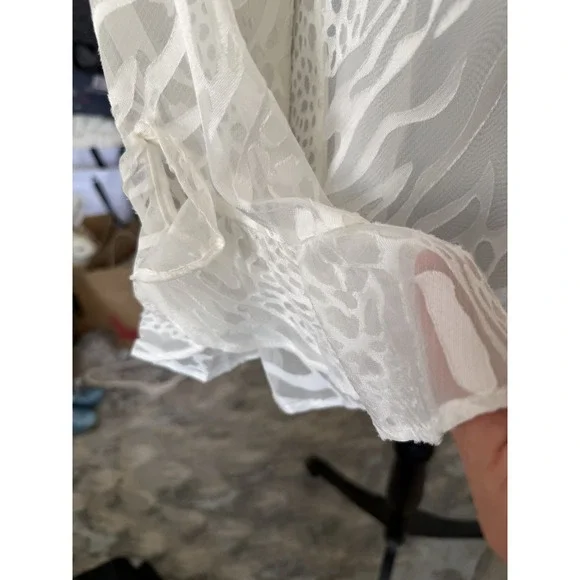 White House Black Market Feminine Romantic Ruffle Long Sleeve Lined Blouse S - Picture 8 of 15